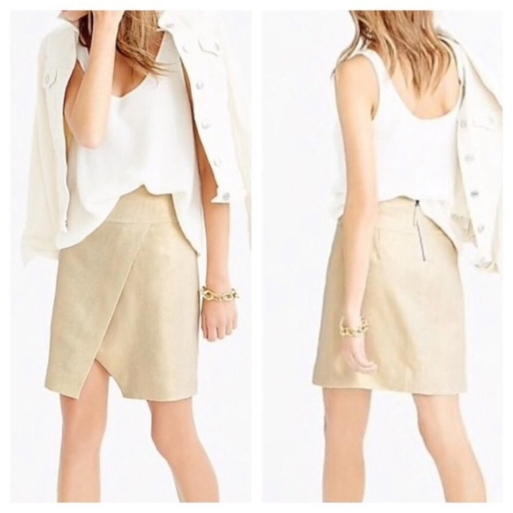 J. Crew Gold Metallic Linen Skirt